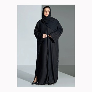 Último diseño ligero largo negro hecho a mano Abaya para damas Color personalizado Servicio OEM Transpirable Nuevo Color sólido de moda - Product Image 6