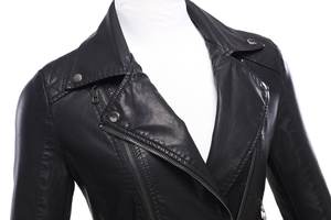 Chaquetas de cuero genuino para mujer de alta calidad hechas a medida nueva moda y elegante con tela de lona de diseño personalizado - Product Image 3