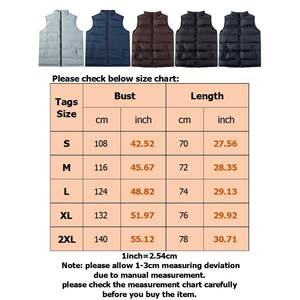 เสื้อกั๊กบุผ้าสีกรมท่าสำหรับผู้ชายเสื้อแจ็คเก็ตลำลองคอตั้งสีล้วนสำหรับฤดูใบไม้ร่วงฤดูหนาว - Product Image 6