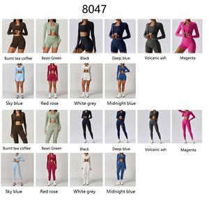 <b>Top</b> Selling High Quality Solid Women's <b>Long</b> Sleeve Yoga Legging 3-Piece Set with Jacket High Waist Quick Dry - Product Image 6