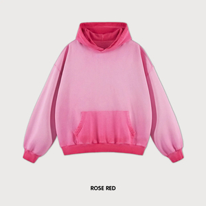 Sweat à capuche oversize pour homme en molleton de coton épais, délavé à l'acide, à épaules tombantes, style streetwear, technique de teinture unie, écologique - Product Image 2