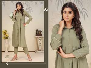 Rinkal Cotton Kurti con pantalón Conjunto Cómodo y elegante Ropa étnica para mujer Traje perfecto para fiestas diarias - Product Image 3