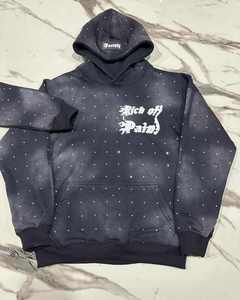 Vente en gros poids lourd logo personnalisé Boxy sweats à capuche surdimensionnés pour hommes épaule tombante sweats à capuche sérigraphié strass à capuche 2025 - Product Image 2