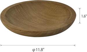 Bol en bois de paulownia sculpté à la main Bol en bois pour affichage décoratif sur table basse (11.8 pouces) - Product Image 5