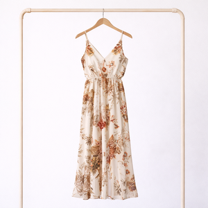 Maxi vestido Boho Chic sostenible para las vacaciones de verano hecho a mano en la India - Product Image 2