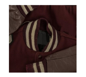 Chaqueta de béisbol con logotipo personalizado al por mayor, chaqueta universitaria con mangas de piel y lana con forro acolchado de algodón - Product Image 2