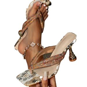 Nouvelles sandales à talons hauts sexy et tendance, style européen et américain, avec talon verre à vin électroplaqué et bout carré - Product Image 4