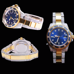 Elegante Reloj de Lujo Indio para Hombre, Diseño Clásico de Negocios, Oro Rosa, Acero Inoxidable, Cuarzo Analógico, Diamante Moissanita, Resistente al Agua 3BAR - Product Image 1