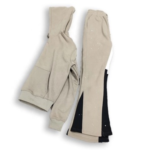 Calidad Premium 80% Algodón 20% poliéster Slim Fit Track Suits Distressed Long Line Hoodie Acid Wash Jogger Sets-Invierno - Product Image 2