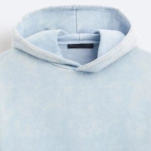 Jersey personalizado para hombre con capucha de gran tamaño lavado vintage 100% algodón crudo dobladillo recortado hombro caído ropa de calle estilo liso teñido invierno - Product Image 5