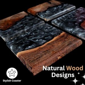 Wood <b>Epoxy</b> <b>Table</b> Coaster Durable and Stylish Mats & Pads for <b>Table</b> Protection Floral Design Low Price Coaster for Christmas - Product Image 2