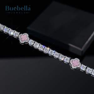 Bracelet de tennis trèfle à quatre feuilles en argent sterling 925 plaqué or blanc 14 carats de 9mm, cadeau pour homme - Product Image 4