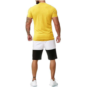 Été Nouveau Style Hommes Casual Striped Loose Knitting Sports 2-Piece Set Short T-Shirt à manches courtes 3D Thermal Breathable - Product Image 2