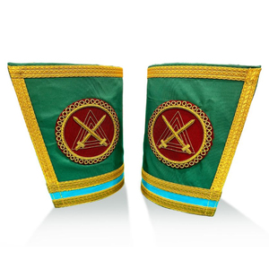 Low Price Grand Council of Knight Mason's Gauntlets Custom Design <b>Gold</b> Braid Masonic Regalia Hand Cuffs - Product Image 1