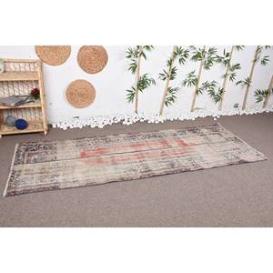 Alfombra turca Vintage clásica Beige 3.1x8.2ft Material de piel de lana de felpa hecho a mano Patrón de retazos Respaldo de látex Comedor Eco - Product Image 2