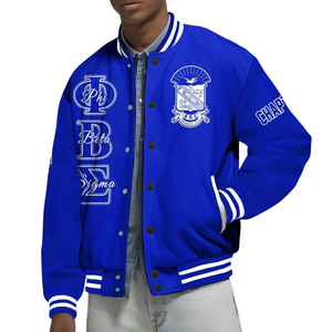 Phi Beta Sigma 1914 Varsity Jacket Bleu Blanc Fraternité Vie Grecque Chenille Patch College Style Letterman Jacket - Product Image 5