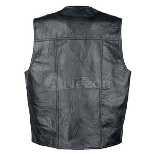 Gilet en cuir pour hommes de couleur noire Slim Fit gilet en cuir pour hommes pour le bureau ou la fête à un prix raisonnable - Product Image 2
