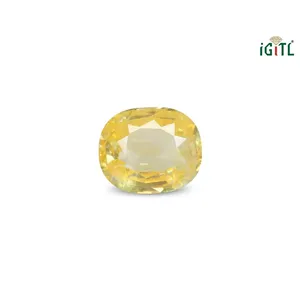 NOVAMART Fine Natural Yellow Sapphire (<b>Pukhraj</b>) 5.05 Carat Faceted Emerald Cut Loose <b>Stone</b> Red Gem Material Similar to Alexandri - Product Image 1