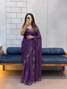 Sari suave puro recién lanzado con borde de corte de trabajo de diamante perfecto para todas las ocasiones - Product Image 5