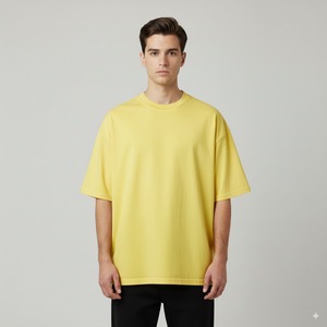 High Quality 230GSM Cotton <b>Fleece</b> Drop Shoulder Round Neck T <b>Shirt</b> <b>Men's</b>/Women's Wholesale Custom Logo Oversized Winter T <b>Shirts</b> - Product Image 1