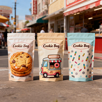 Emballage brillant personnalisé avec logo, écologique, pour biscuits secs de boulangerie, pochette verticale avec fermeture éclair