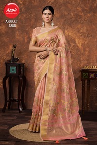 Broderie classique en lin abricot de style traditionnel pour les fêtes de mariage - Product Image 3