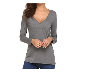 เสื้อยืดผู้หญิงผ้าคอตตอนพิมพ์ลายเสื้อยืดคอวีสำหรับผู้หญิง2025กำหนดได้เอง - Product Image 3