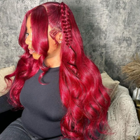 Perruques Lace Front 13*4 Rouge Bourgogne 99j 180% Densité Cheveux Humains Brésiliens Vierge Onde Corporelle pour Femmes Noires – Vente en Gros