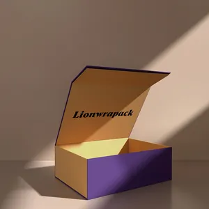 Lionwrapack Caixa de presente de papel sustentável personalizável para roupas e sapatos com fecho magnético caixa dobrável