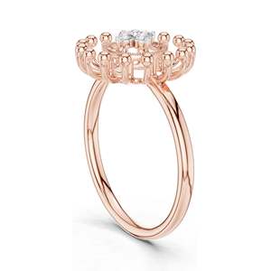 Anillo con Diseño de Rayos de Sol con Diamante de Laboratorio de 0.08 CT para Mujer, Claridad VVS-VS EF, Oro de 18K, 14K, 10K y Plata 925, Moissanita y Diamante de Laboratorio - Product Image 5