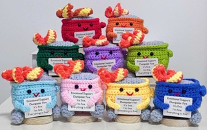 Adorable Crochet animaux en peluche <span class=keywords><strong>Pizza</strong></span> Crochets benne à ordures feu tricot poupée jouets positifs minuscule flamant rose artisanat décoration de la maison - Product Image 5