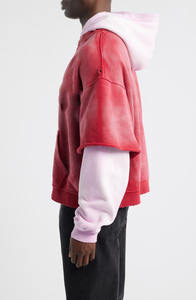 Sweat-shirts à capuche vintage pour hommes, double couche, manches longues, coupe oversize, effet délavé, vente en gros, fabricant OEM de mode - Product Image 4