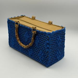 Sac à main élégant en crochet pour femme, motif fleur de maïs en bambou, sac à main exquis en coton avec accessoire panier tricoté camélia, accessoires de mode - Product Image 1