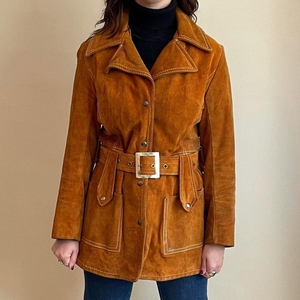 High Quality Vintage 70s Sheep Belted Coat Boho Brown Winter <b>Jacket</b> Pockets Retro <b>Western</b> Style Windproof Button Outerwear Women - Product Image 5
