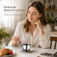 Ensemble de tasses à café en acier inoxydable à double paroi avec soucoupe et cuillère, mug à espresso et latte isolé, logo personnalisé, vaisselle réutilisable