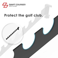 Présentoir de clubs de golf en métal Swift Courser, emballage en carton PVC avec logo personnalisé, modèle promotionnel noir/blanc pour la vente au détail