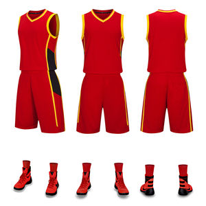 Ensemble d'entraînement de basketball personnalisé, nouveau style, 100 % polyester, respirant, antibactérien, durable, pour la vente en gros - Product Image 3