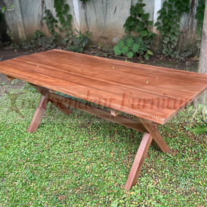 Modern New Minimalist Dining <b>Table</b> Natural Teak Wood Six Slats For Home Living Outdoor Furniture Patio Terrace <b>Table</b> or <b>Garden</b> - Product Image 3
