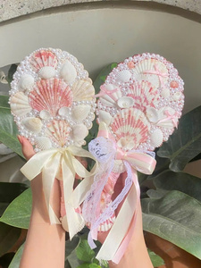 Handcraft Compact <b>Travel</b> Seashell <b>Mirror</b> with Ocean Look Seashell <b>Mirror</b> Adds a Coastal Touch to Vacation Bags and Summer Outfit - Product Image 5