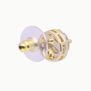 ต่างหูพลอยเทียม925เงินสเตอร์ลิงขนาด8มม. ต่างหูเพชรเทียมทรงกลมขนาดใหญ่ตัดประกาย - Product Image 4