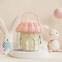 Neuer Trendiger Rosa Rattan Umweltfreundlicher Pilz-Haushalt: Mini-Aufbewahrungskorb, Weihnachtsdekoration, Großhandel Weihnachtsornamente