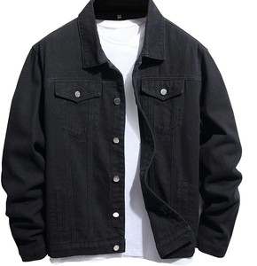 Veste en jean pour homme légère de haute qualité vintage à simple boutonnage confortable respirante à séchage rapide coupe-vent motif uni - Product Image 2