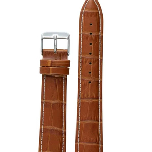 1306 WS Light Brown Leather <b>Watch</b> Strap Breathable 12-24mm Stainless Steel Water Resistant Craft Watchbelt Smartwatch Band - Product Image 1