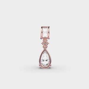 IGI Certified Radiant, Round & Pear Cut Lab Grown Diamond 3 <b>Stone</b> Drop Pendant in 14K Yellow / White & Rose Gold - Product Image 4