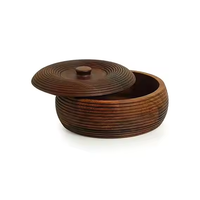 Boîte à roti et chapati en bois écologique faite à la main avec un design indien traditionnel, personnalisable et adaptée à la cuisson à la vapeur pour le rangement en cuisine