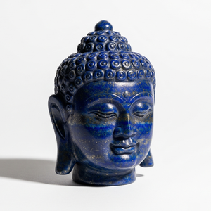 Hand-Carved <b>Buddha</b> <b>Head</b> Statue Indian Craft Engrave Business Lapis Lazuli Semi-Precious Gemstone Figurine Crystal Healing Stone - Product Image 2