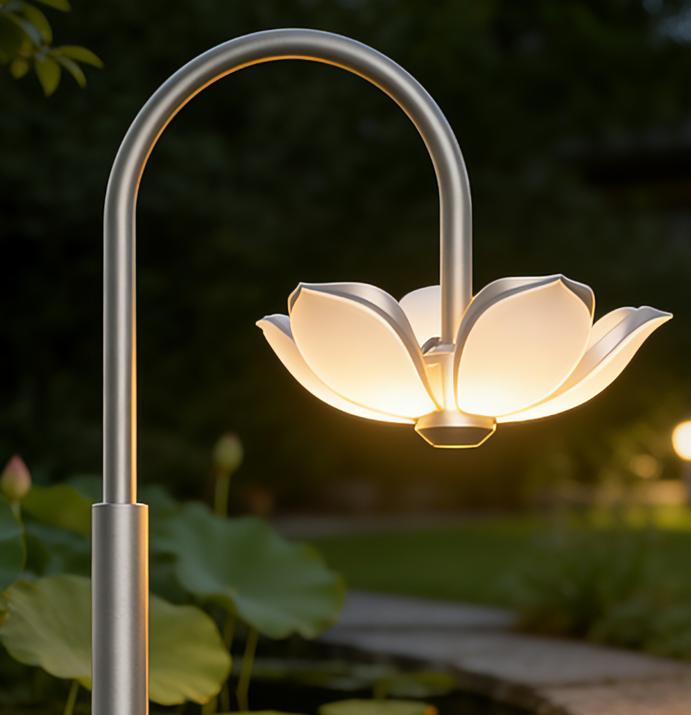 Zen Lotus Petal LED Garden Light IP65 Solar/AC Elegant Decorative Outdoor Landscape Lamp for Villa Courtyard Traditional Garden