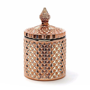 TQC Handmade Eco-Friendly Copper Glass Cylinder Candle Jar <b>Lid</b> for Home Hotels Restaurants Weddings Christmas <b>Decor</b>-Hot Selling - Product Image 1