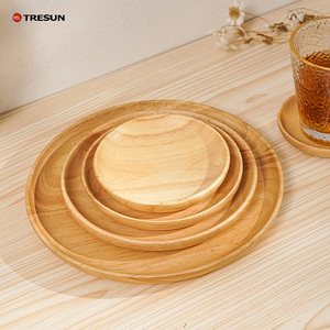 Ensemble de 7 assiettes rondes de luxe en bois de hêtre – Plateaux de service empilables – Vaisselle en bois naturel écologique - Product Image 3