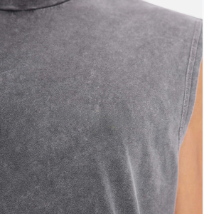 เสื้อกล้ามสตรีทแวร์แบบสั่งทำ เสื้อกั๊กผู้ชาย เสื้อยืดแขนกุดผู้ชาย เสื้อยืดวินเทจฟอกสี - Product Image 2